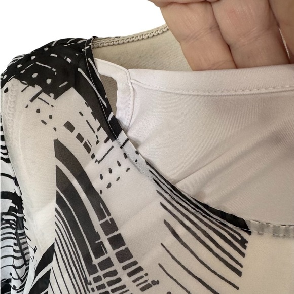 * ❤️ALFANI PRINT BLOUSE W/ATTACHED CAMI & SLEEVE DETAIL LARGE - Picture 6 of 9